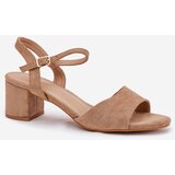 EVENTO Eco Suede Classic Women's Heeled Sandals Beige Zarnella | shoptok.hr