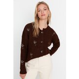 Trendyol Brown Embroidery Detailed Knitwear Cardigan Cene