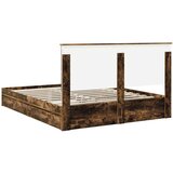 Postelja s shranjevanjem z vzglavjem Dimljeni oreh 160 x 200 cm, (5000106258) | Shoptok.si