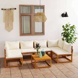 Sedežna garnitura 7-delna z blazinami krem akacijev les | Shoptok.si