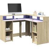  Radni stol s LED svjetlima hrast 130x130x91cm konstruirano drvo | shoptok.hr