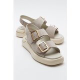 LuviShoes FURIS Women's Beige Suede Genuine Leather Sandals | ePonuda.com