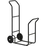 Outsunny jekleni voziček za polena z dvema kolesoma, za notranjo in zunanjo kurjavo, nosilnost 100 kg, 77x42x105 cm, črn, (20753090) | Shoptok.si