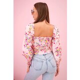 Kesi Włoski Women's floral Spanish blouse, long sleeve light pink | shoptok.hr