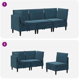  Komplet pohištva za dnevno sobo z blazino 3 pcs Modra Žamet, (5000283110) | Shoptok.si
