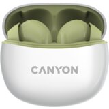 Canyon TWS-5 Bluetooth headset, with microphone, BT V5.3 JL 6983D4, Frequence Response:20Hz-20kHz, battery EarBud 40mAh*2+Charging Case 500mAh, type-C cable length 0.24m, Size: 58.5*52.91*25.5mm, 0.036kg, Green | Eponuda.ba
