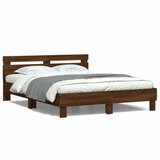  Okvir kreveta s uzglavljem LED smeđa boja hrasta 140x190 cm | shoptok.hr