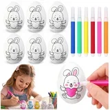Easter Styrofoam Eggs For Painting Markers Rabbit Pattern E 6pcs