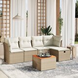  The Living Store Vrtna sedežna garnitura 6-delna z blazinami bež poli ratan - Vrtna Sedežna Garniture, (21449431) | Shoptok.si