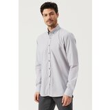 ALTINYILDIZ CLASSICS Men's Gray Slim Fit Slim Fit Shirt with Buttons and Collar Pattern cene