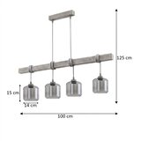 Brilagi Luster na sajli WOOD GLASS 4xE27/60W/230V borovina/siva/zadimljeno-siva | Eponuda.com