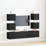 vidaXL 6-delni set TV omaric iz črnega hrasta, stenske omarice za televizor (set 2) - Črn hrast, 80x30x30 cm, iz vezanega lesa, stenske omarice za televizor 2 kosi Črn hrast 30,5x30x30 cm | Shoptok.si