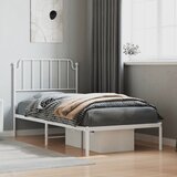 Maison Chic Kovinski Posteljni okvir - Enojna postelja - Postelja za odrasle z vzglavjem bel 90x200 cm, (21694147) | Shoptok.si