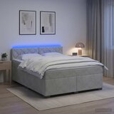  Krevet s box springom, madracem i LED-om Svjetlosiva Baršun | shoptok.hr