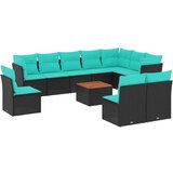  Vrtna garnitura - 11-dijelni set vrtnih sofa od poliratana s jastucima crni - Crna 1 | shoptok.hr