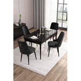Hanah home trpezarijski set Are, sto na razvlačenje i 4 stolice, ploča u dekoru crnog mermera, crna tkanina Babyface | Eponuda.com