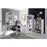 MID.YOU kotna pisalna miza leseni material bela, barve hrasta | Shoptok.si