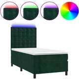  box spring s madracem LED tamnozeleni 80 x 200 cm baršun | shoptok.hr