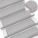 vidaXL Samolepilne preproge za stopnice Sisal-Look 30 kosov Platina | Shoptok.si