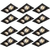 QAZQA Komplet 12 vgradnih reflektorjev črn AR111 nastavljiv 2-light - Oneon Cene
