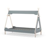 Marckeric Modrozelena otroška postelja iz masivnega bora v obliki hiške 90x190 cm Nora – | Shoptok.si