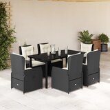 vidaXL 7-dijelni vrtni blagovaonski set s jastucima crni od poliratana | shoptok.hr