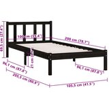vidaXL Posteljni okvir črn iz trdne borovine 100x200 cm | Shoptok.si