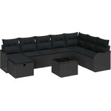  Set od 9 dijelova vrtnog kauča s jastučićima crni poli ratan 2-sjedna vrtna kauč s pohranom i jastučićima crni poli ratan | shoptok.hr