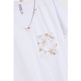 Marisse Cotton T-Shirt With Decorative Pocket, White | Shoptok.si