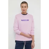 Napapijri Bombažen pulover B-Kreis ženski, roza barva, NP0A4HNWP1J1