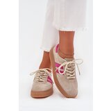 Boto Suede Women's Platform Sneakers Beige-Pink Cavira | shoptok.hr