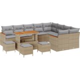 vidaXL set od 13 komada vrtnih kauča s jastučićima bež poli ratan akacija | shoptok.hr
