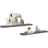  Plutajuće zidne police 2 kom sjajne sive 120x23,5x3,8 cm MDF | shoptok.hr