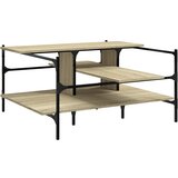 Maison Chic Klubska mizica - kavna mizica - Nizka mizica sonoma hrast 100x100x48,5 cm inženirski les, (21753316) Cene