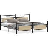 Metalni Kovinski posteljni okvir brez vzmetnice sonoma hrast 200x200 cm, (21829644) | Shoptok.si