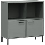 vidaXL Knjižna omara z nogami siva 90x35x90,5 cm trden les OSLO | Shoptok.si