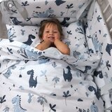 MimiNu Univerzalni dvostrani umetak za kolica, auto i biciklističko sjedalo + putni jastuk Dino blue + minky grey | shoptok.hr