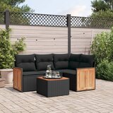 Maison Chic Seti vrtnega pohištva - Vrtna garnitura - Vrtni pohištvo set 5-delna z blazinami črn poli ratan, (21816583) | Shoptok.si