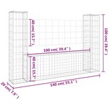  Gabionska košara U-oblika s 2 stupa 140 x 20 x 100 cm željezna | shoptok.hr