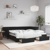  Dnevni krevet na razvlačenje s ladicama crni 100x200 cm baršun | shoptok.hr