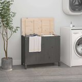 vidaXL Zaboj za perilo siv 88,5x44x76 cm trdna borovina | Shoptok.si
