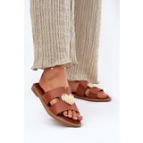 EVENTO Womens sandals on a flat heel with a gold decoration Karinma Cene