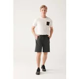 Avva Men's Anthracite Soft Touch Side Pocket Relaxed Fit Casual Fit Casual Sports Shorts