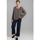 New collection Khaki women's blouse with linen blend | shoptok.hr