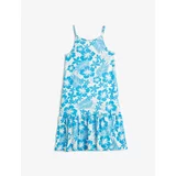 Koton Floral Dress with Slim Straps and Window Detail at the Back. Cotton