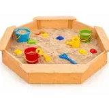 Home dječji drveni pješčanik – 8-strani model s 4 sjedala, 134.5 × 134.5 cm