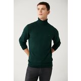 Avva Green Unisex Knitwear Sweater Full Turtleneck Non-Pilling Standard Fit Regular Cut cene