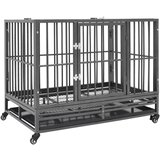 vidaXL Pasji boks s kolesi jeklo 92x62x76 cm Cene