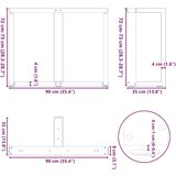  Noge za jedilno mizo v obliki črke T, 2 kosa, bele barve, 90x35x(72-73) cm, jeklo | Shoptok.si