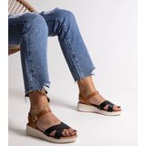 Gemre Black-brown low wedge sandals Hakima | shoptok.hr